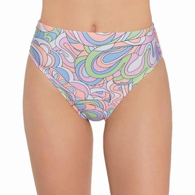 Juniors Womens Printed High Waist Swim Bottom Separates Swim Womens - cut-out swimsuits