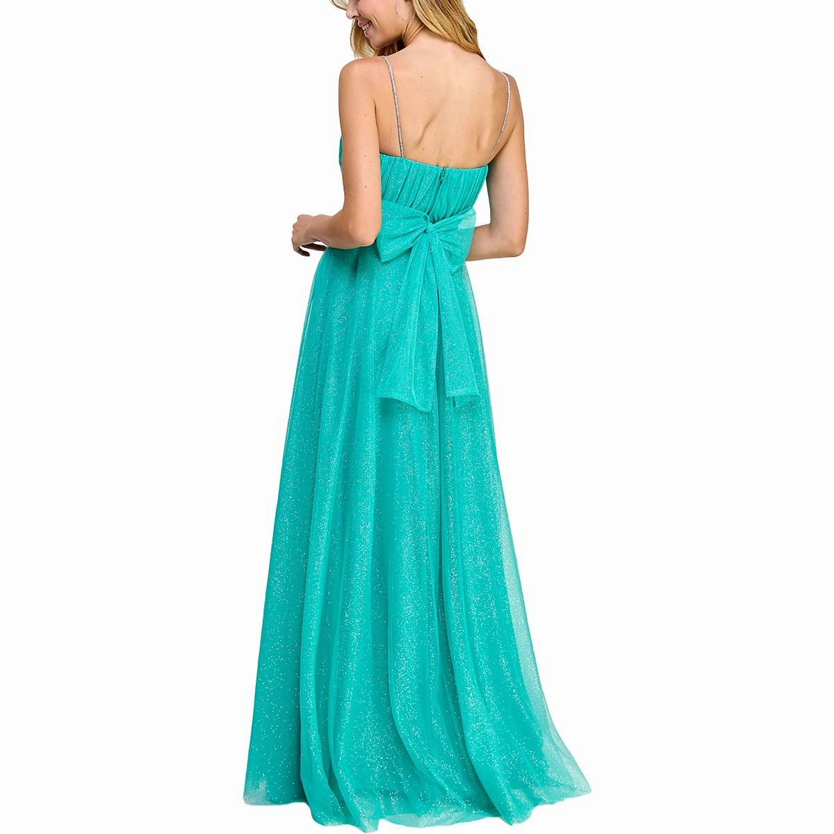 Juniors Womens Prom Belted Evening Dress