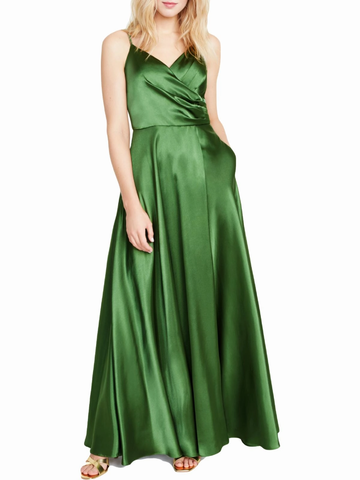 Juniors Womens Satin Maxi Evening Dress