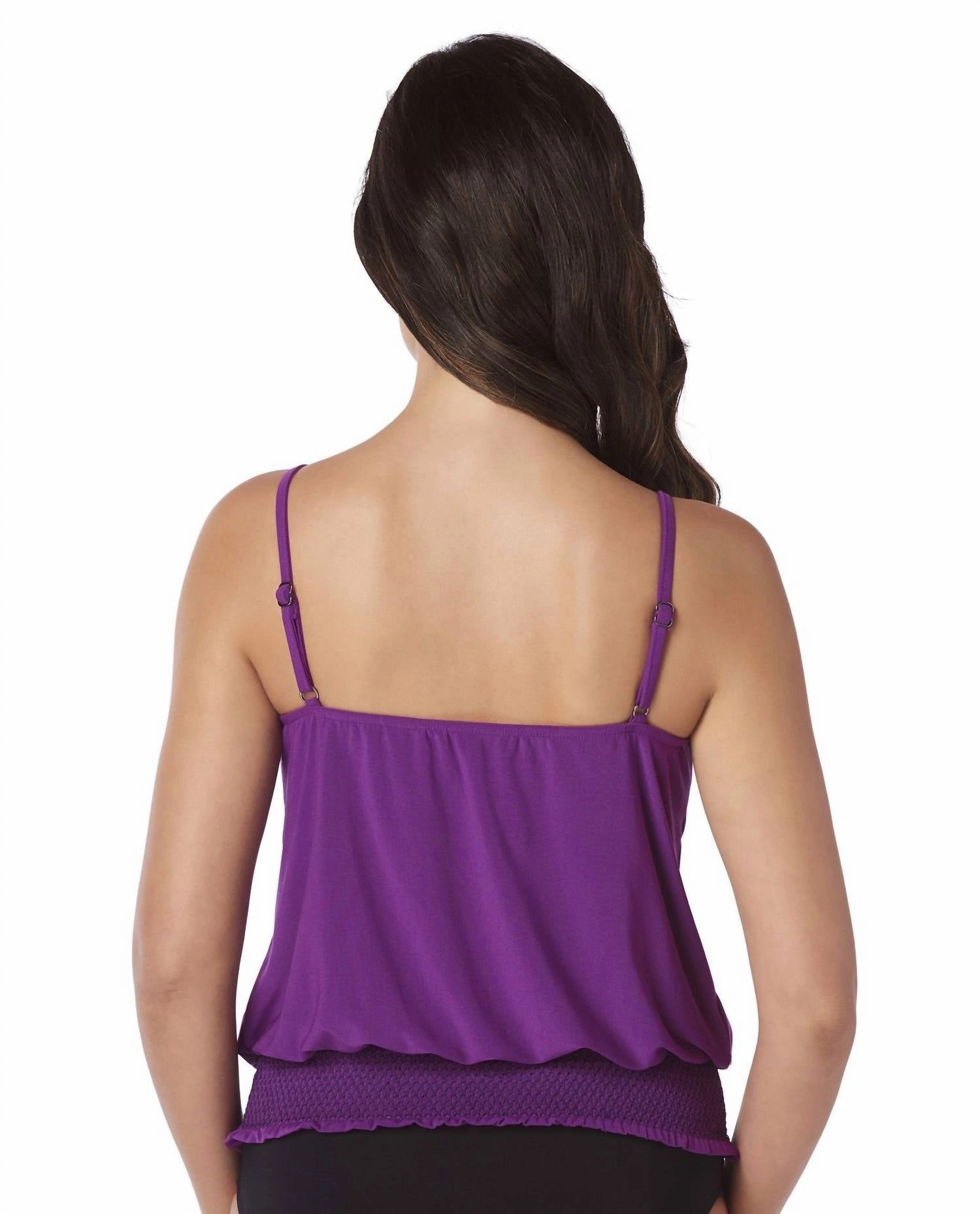 Justina Blouson Tankini Top In Amethyst Purple