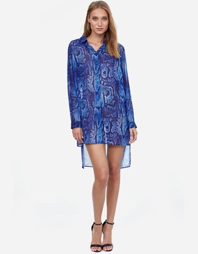 Kalahari High Low Beach Blouse - Blue Gottex - Gottex swimsuits discount