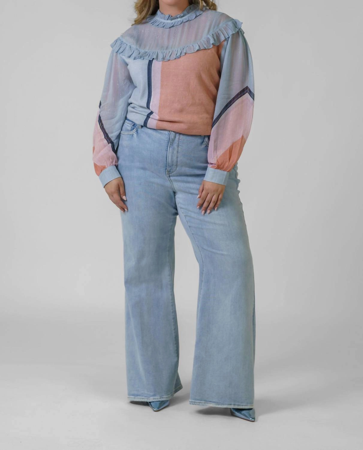 Kalani Knitted Top - Plus In Light Blue