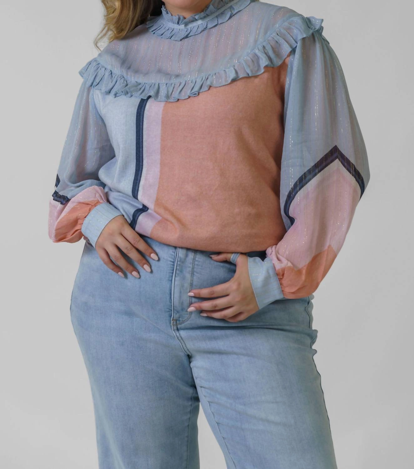 Kalani Knitted Top - Plus In Light Blue