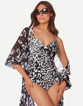 Kalina Underwired Crossover Swimsuit - Black and White Roidal - Roidal activewear best price