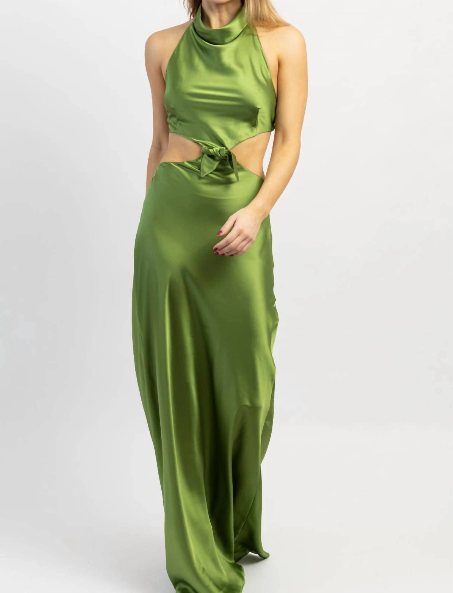 Kate Bow Tie Maxi Dress In Olive