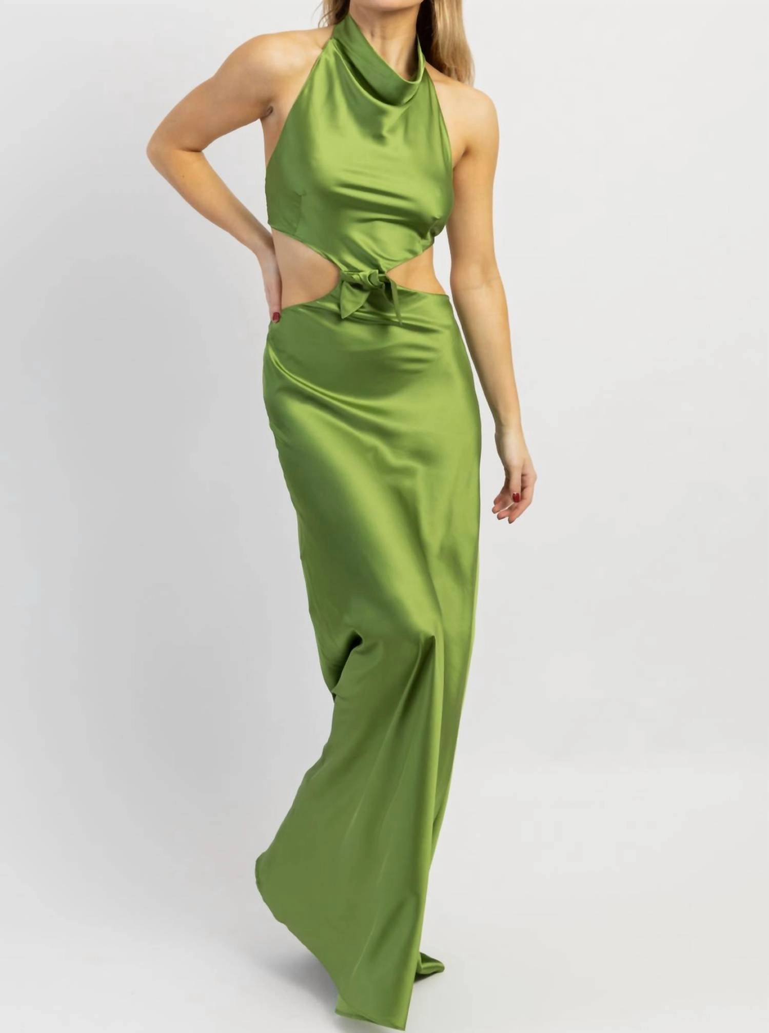 Kate Bow Tie Maxi Dress In Olive
