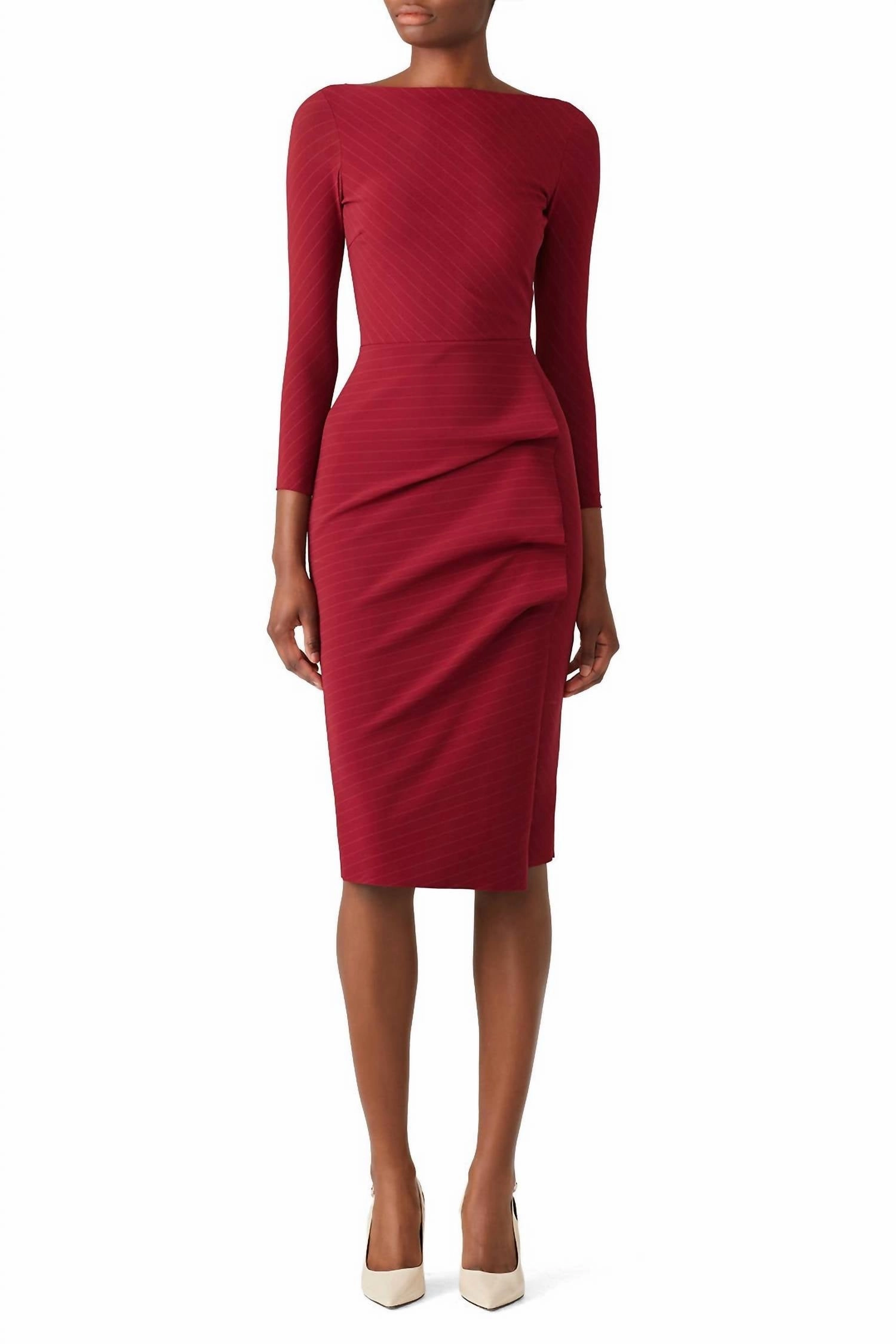 Katine Side Ruffle Dress In Mahogany