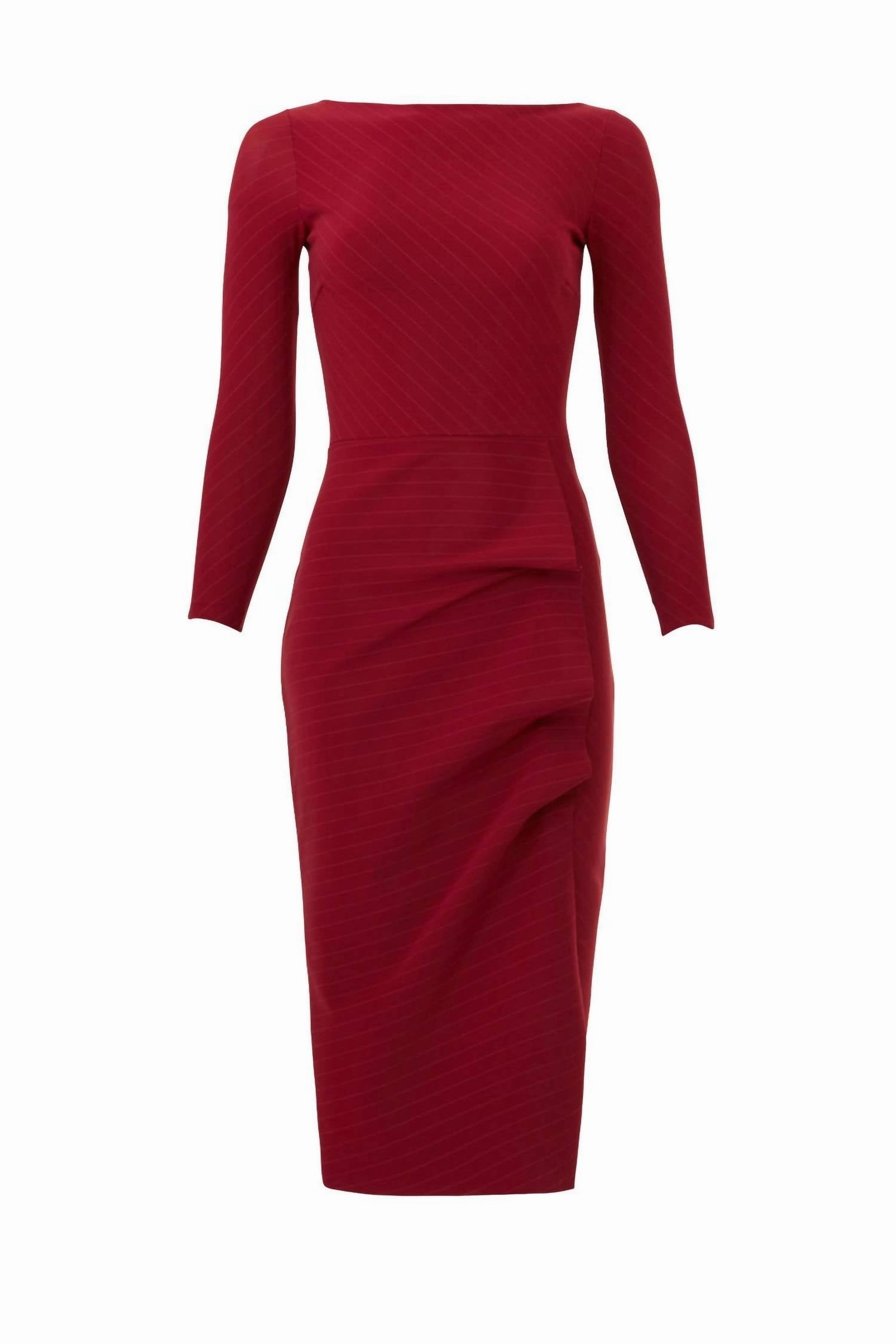 Katine Side Ruffle Dress In Mahogany
