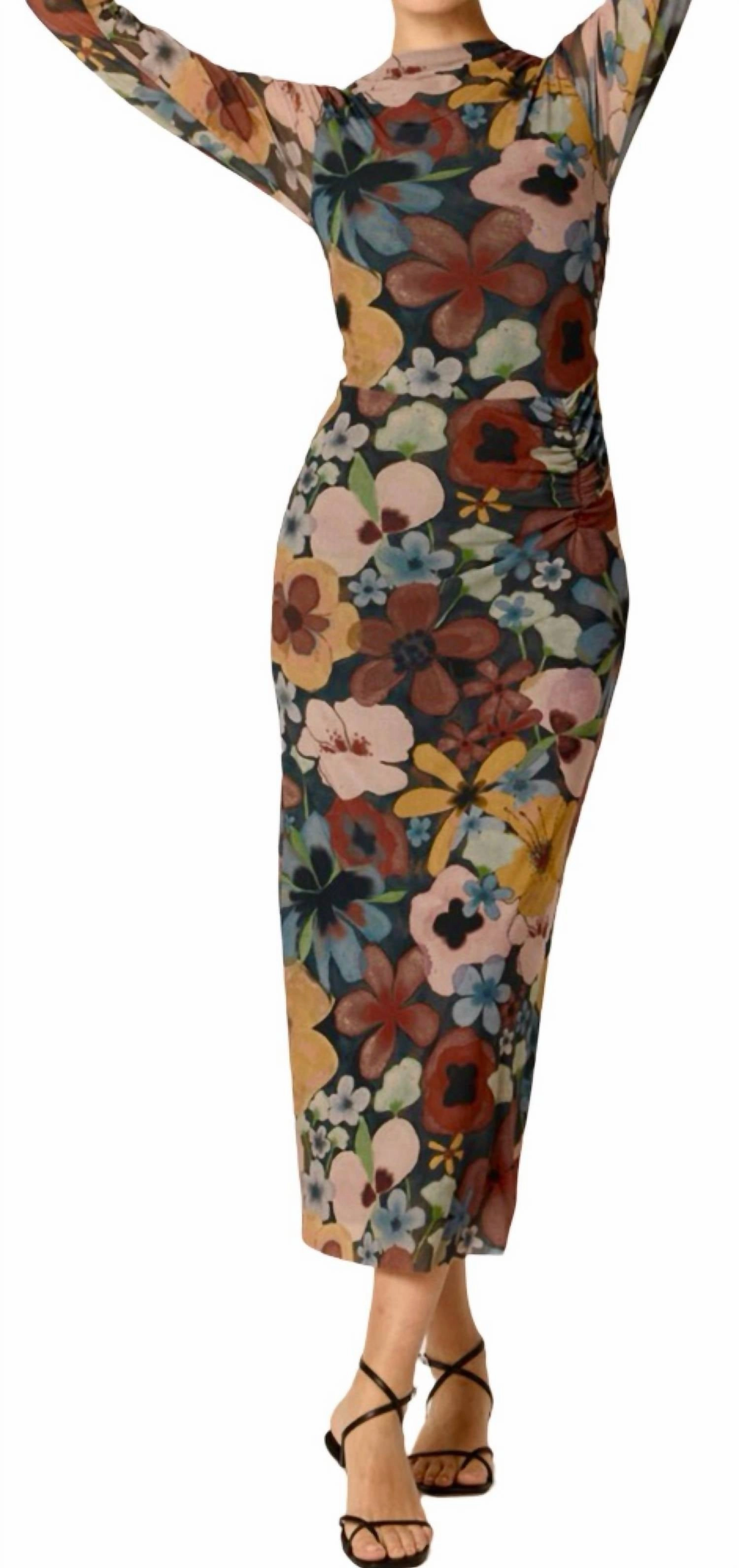 Katya Midi Dress In Foraged Violets