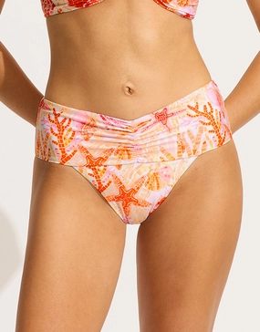 La Mer Gathered Band Retro Bikini Pant - White Seafolly - Seafolly bikinis sale