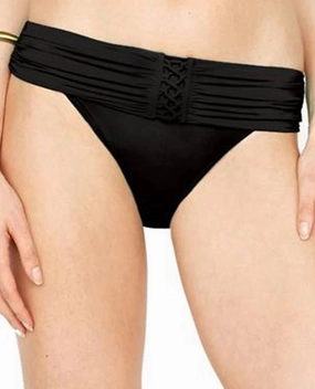 Lace Up Medium Rise Bikini Bottom In Black Swim Womens - high-neck bikinis cheap