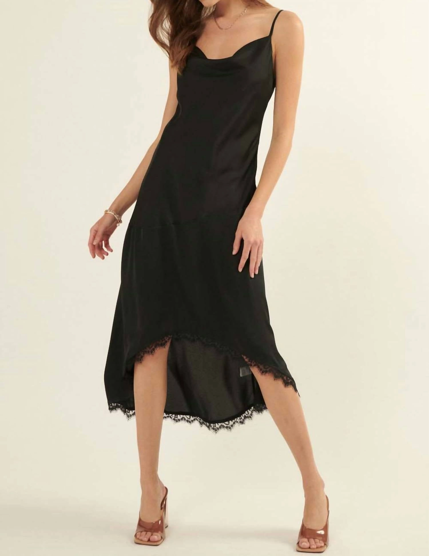 Laced Midi Dress In Black