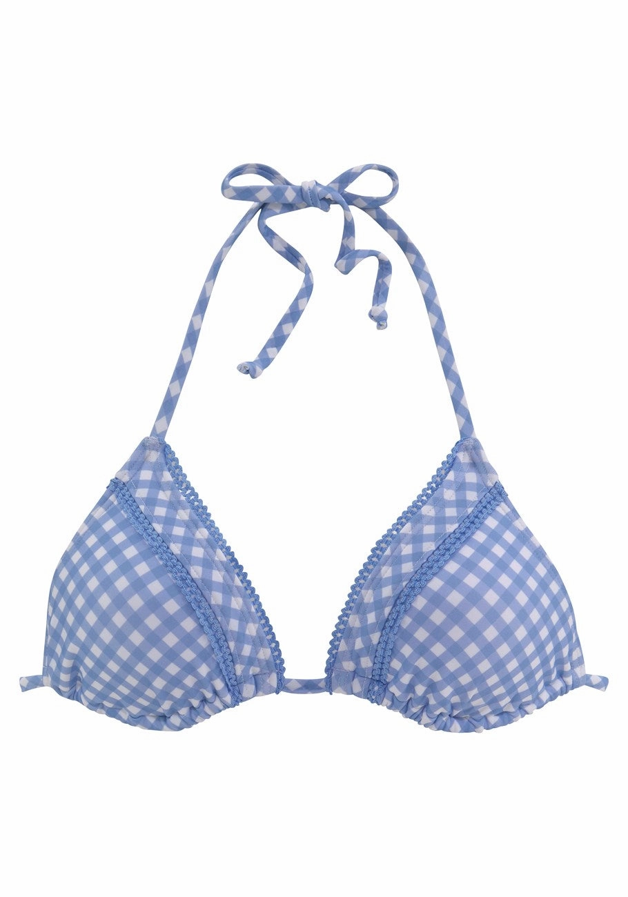 LASCANA Women's Gingham Triangle Bikini Top