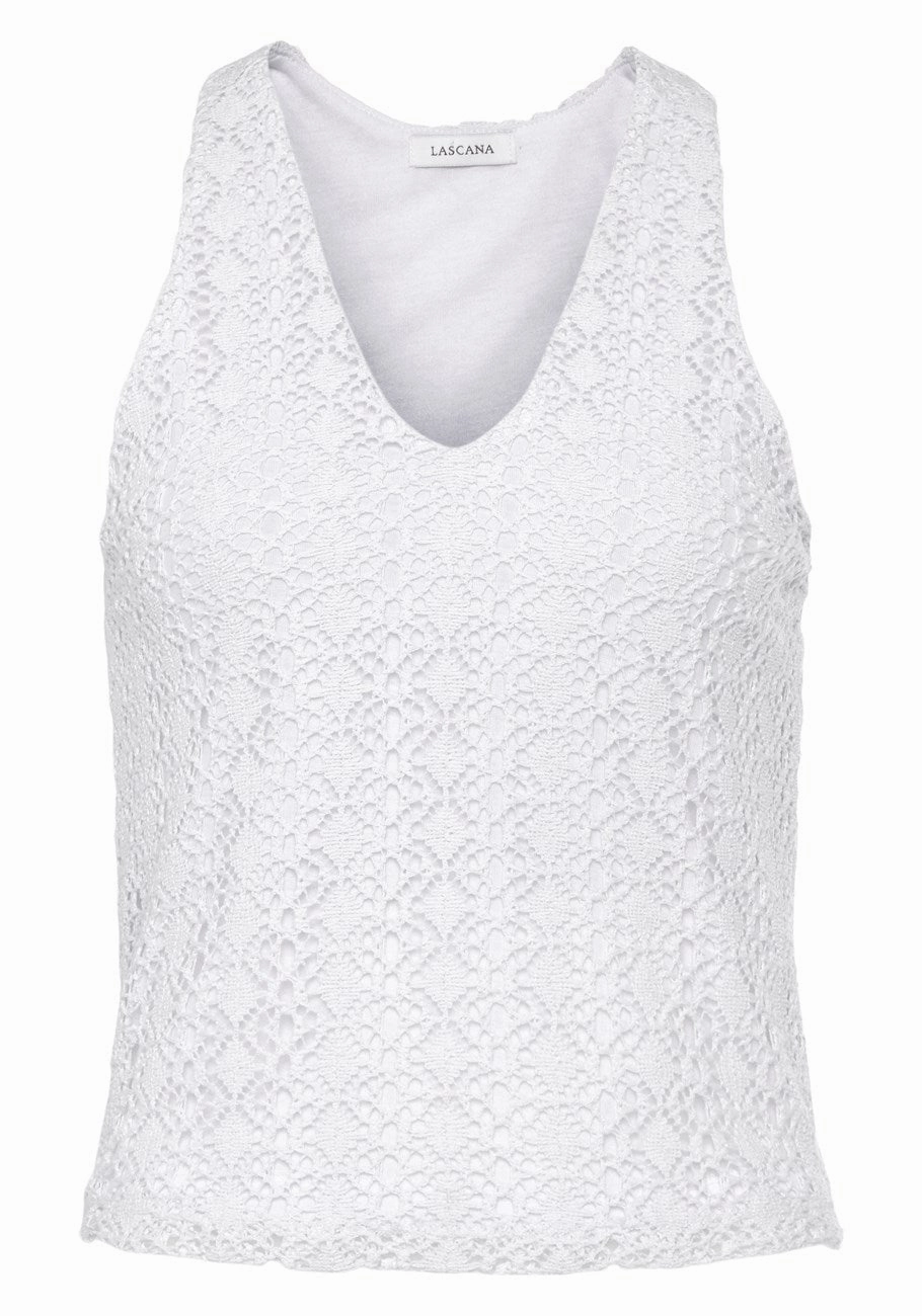 LASCANA Women's Lace V-Neck Top