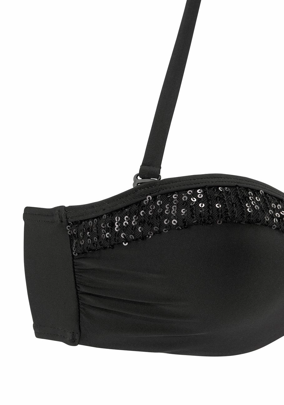 LASCANA Women's Sequined Bandeau Bikini Top
