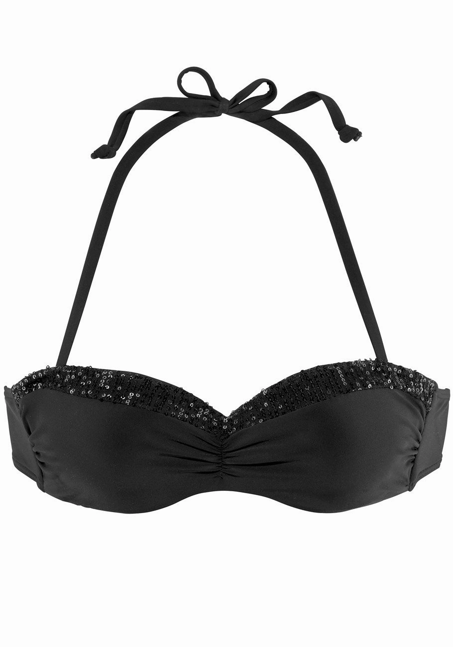 LASCANA Women's Sequined Bandeau Bikini Top