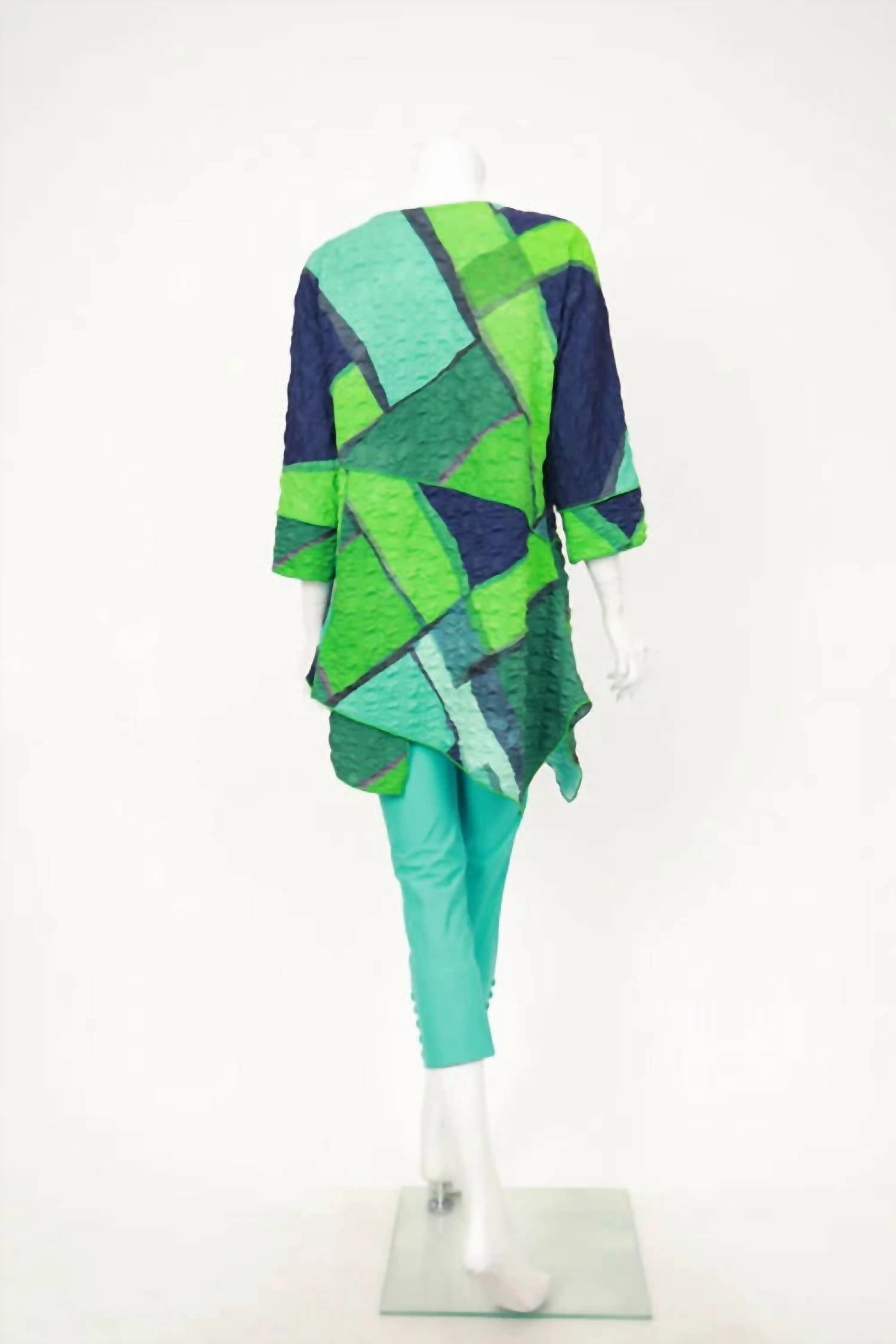 Layered Asymmetrical Tunic In Multi Blue