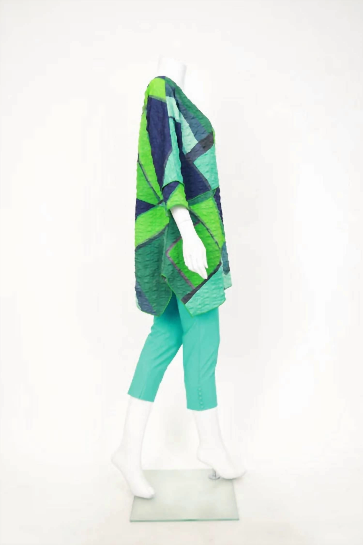 Layered Asymmetrical Tunic In Multi Blue