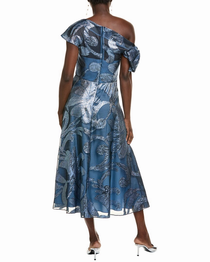 Lela Rose Evelyn Metallic Floral Fil Coupe Silk-Blend Gown