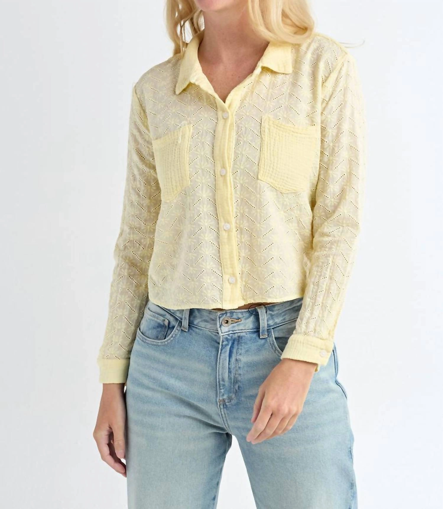 Lemonade Eyelet Top In Yellow