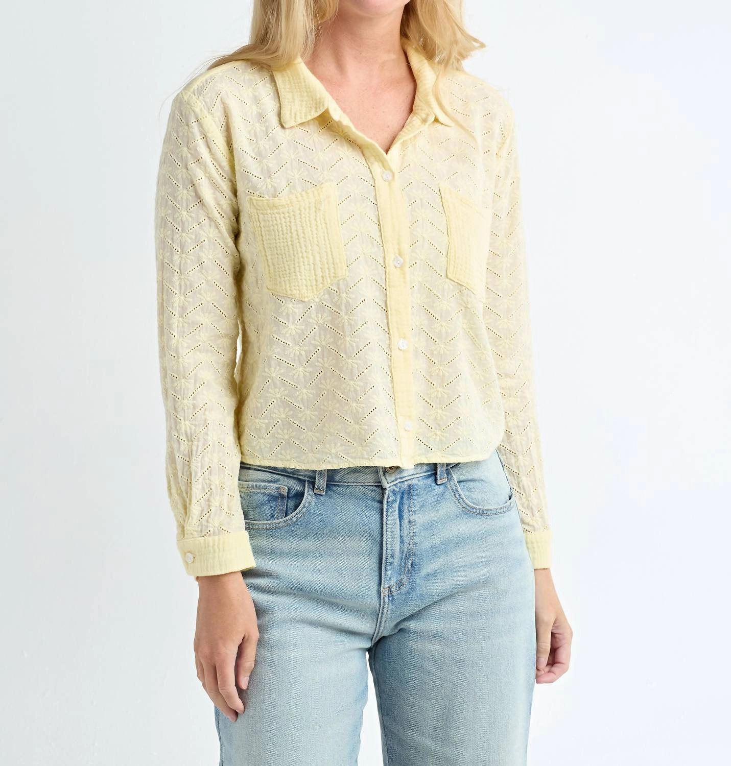 Lemonade Eyelet Top In Yellow
