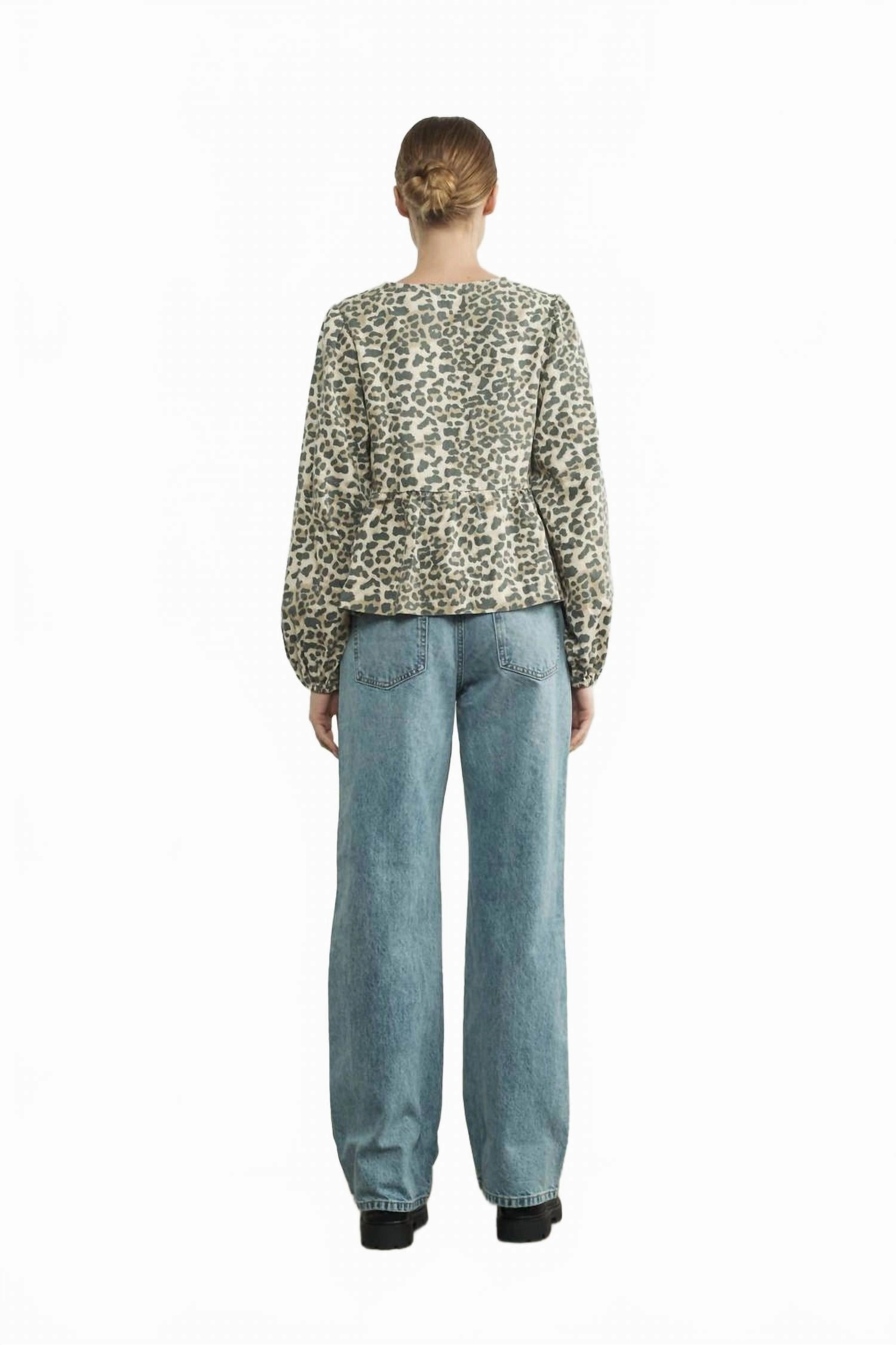 Leopard Tie Front Blouse In Animal Print