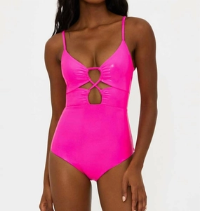 Leslie Shimmery One Piece Swimsuit In Radiant Rose Pink Swim Womens - ruched swimwear outlet