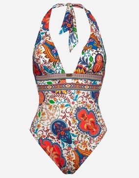 Libertine Halterneck Swimsuit - Vibrant White Maryan Mehlhorn - Maryan Mehlhorn dresses