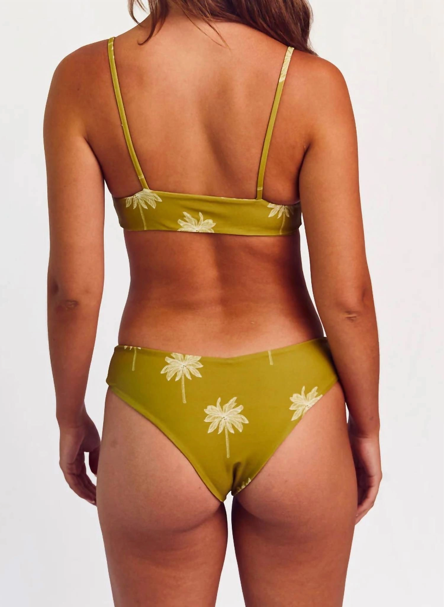 Lila Bottom Bikini Set In Olive Palmas