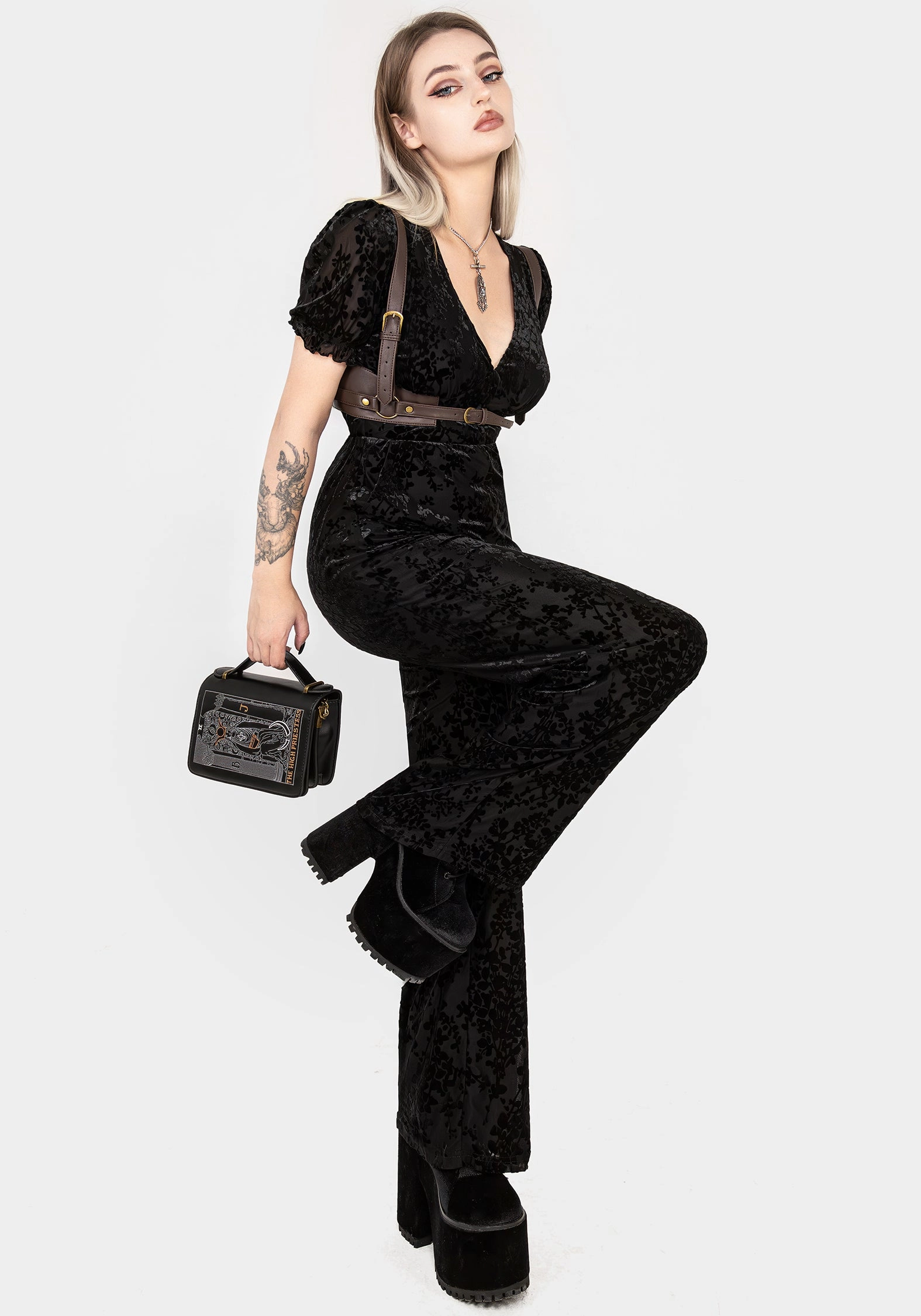 Lilias Devor Velour Mesh Jumpsuit