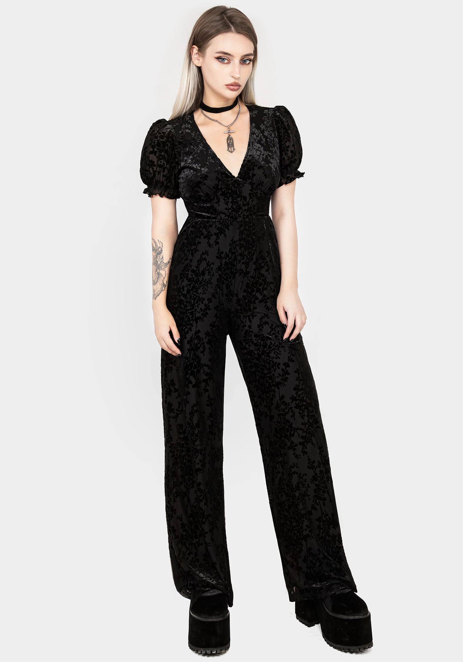 Lilias Devor Velour Mesh Jumpsuit