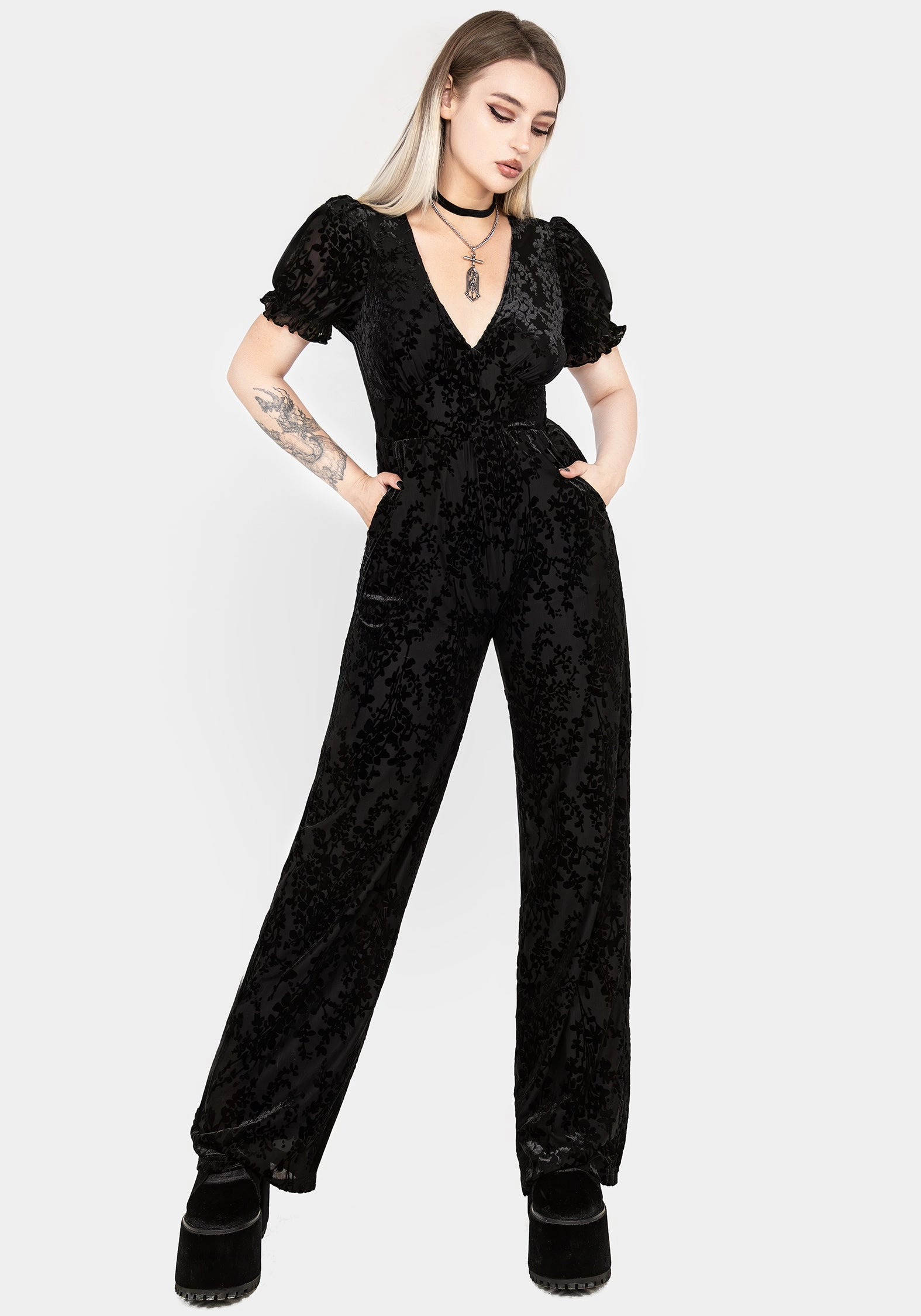 Lilias Devor Velour Mesh Jumpsuit Bottoms Womens - women's jeans sale