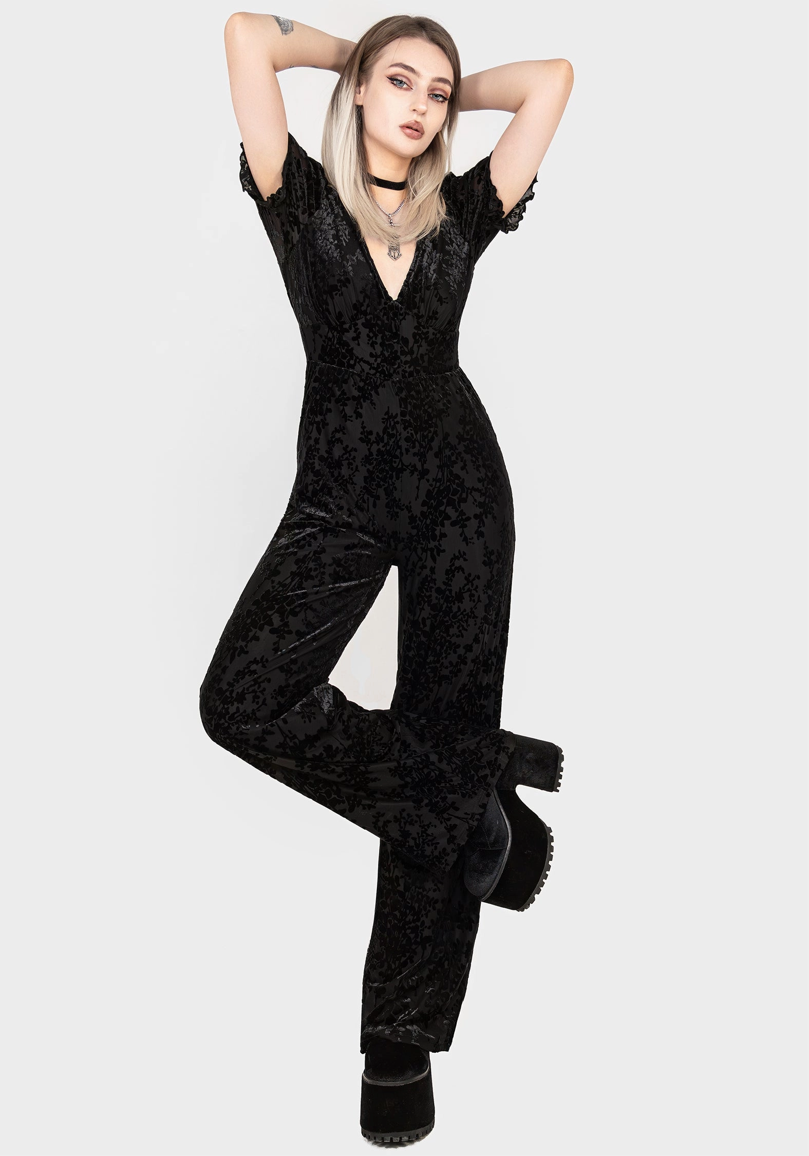 Lilias Devor Velour Mesh Jumpsuit