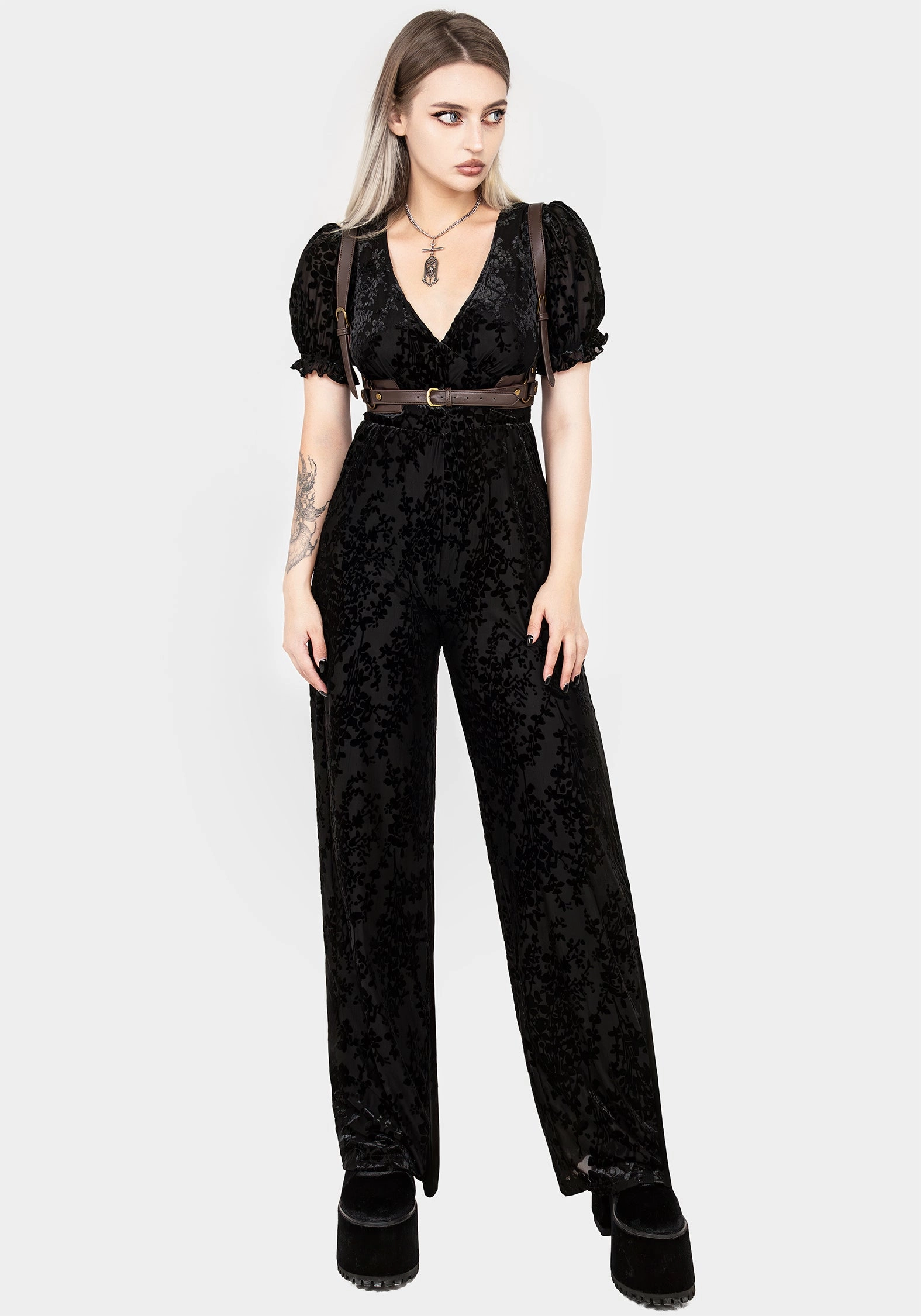 Lilias Devor Velour Mesh Jumpsuit
