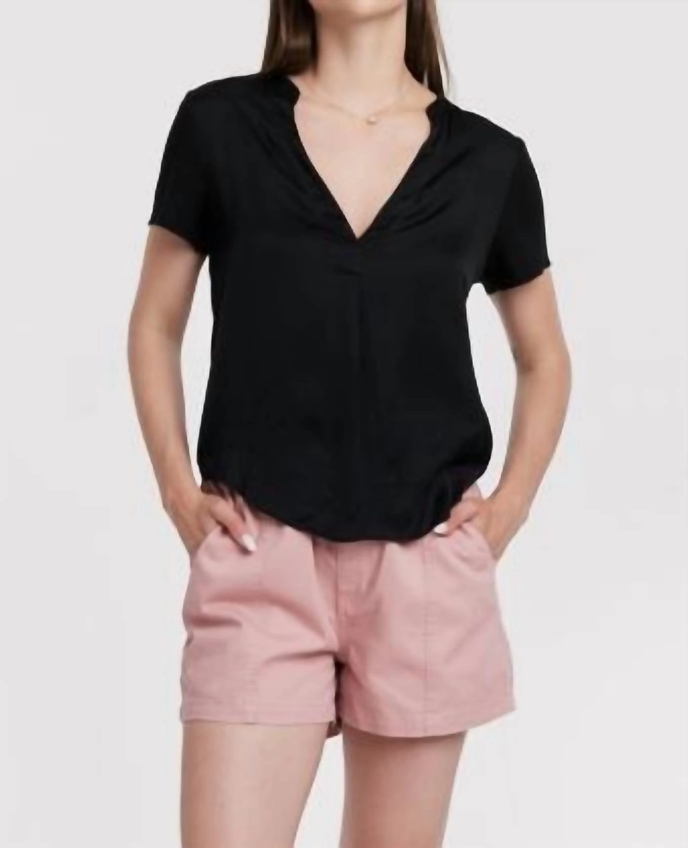 Lilo Mix Media Top In Black