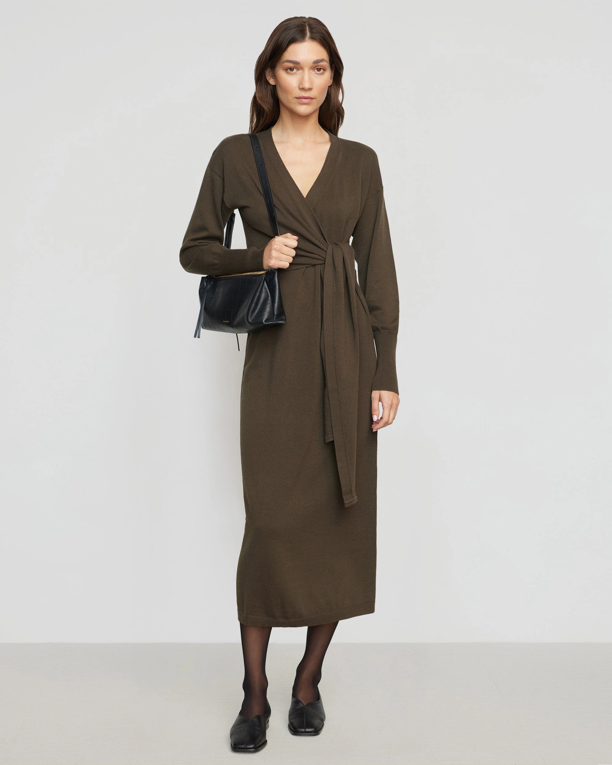 Linden Front-Wrap Sweater Dress