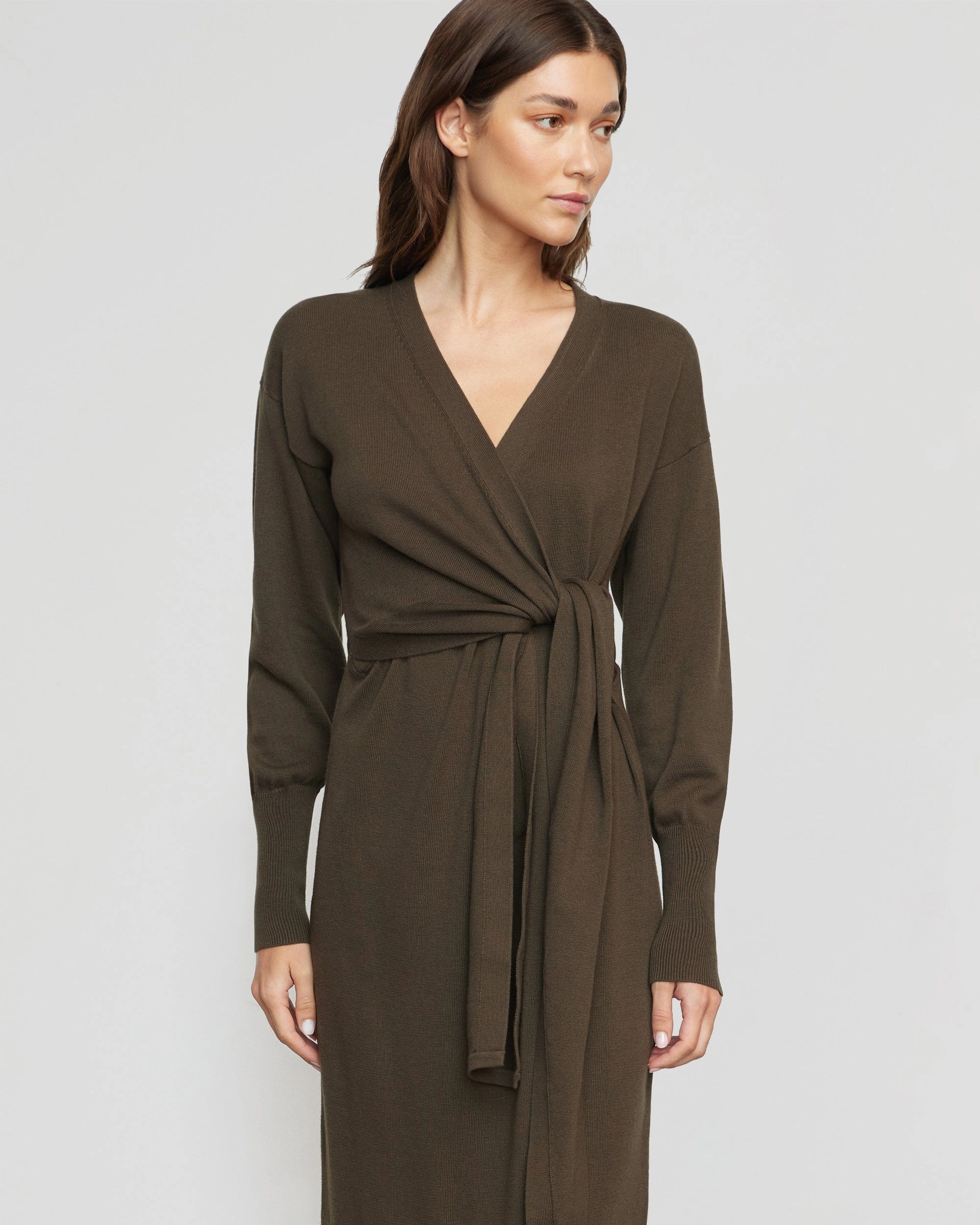 Linden Front-Wrap Sweater Dress