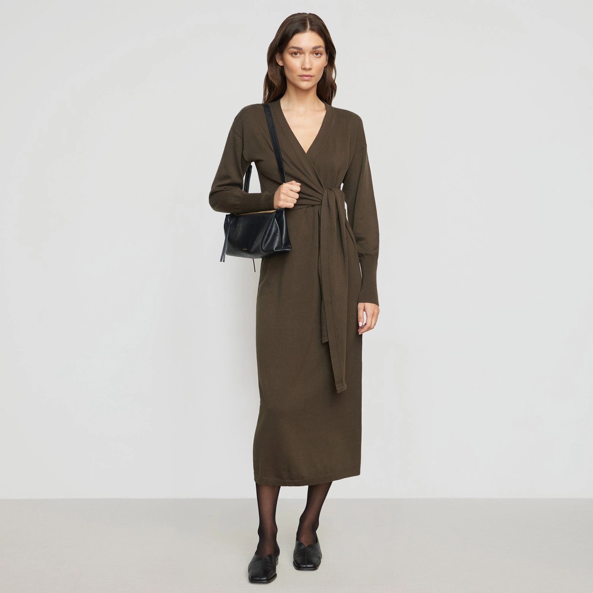 Linden Front-Wrap Sweater Dress