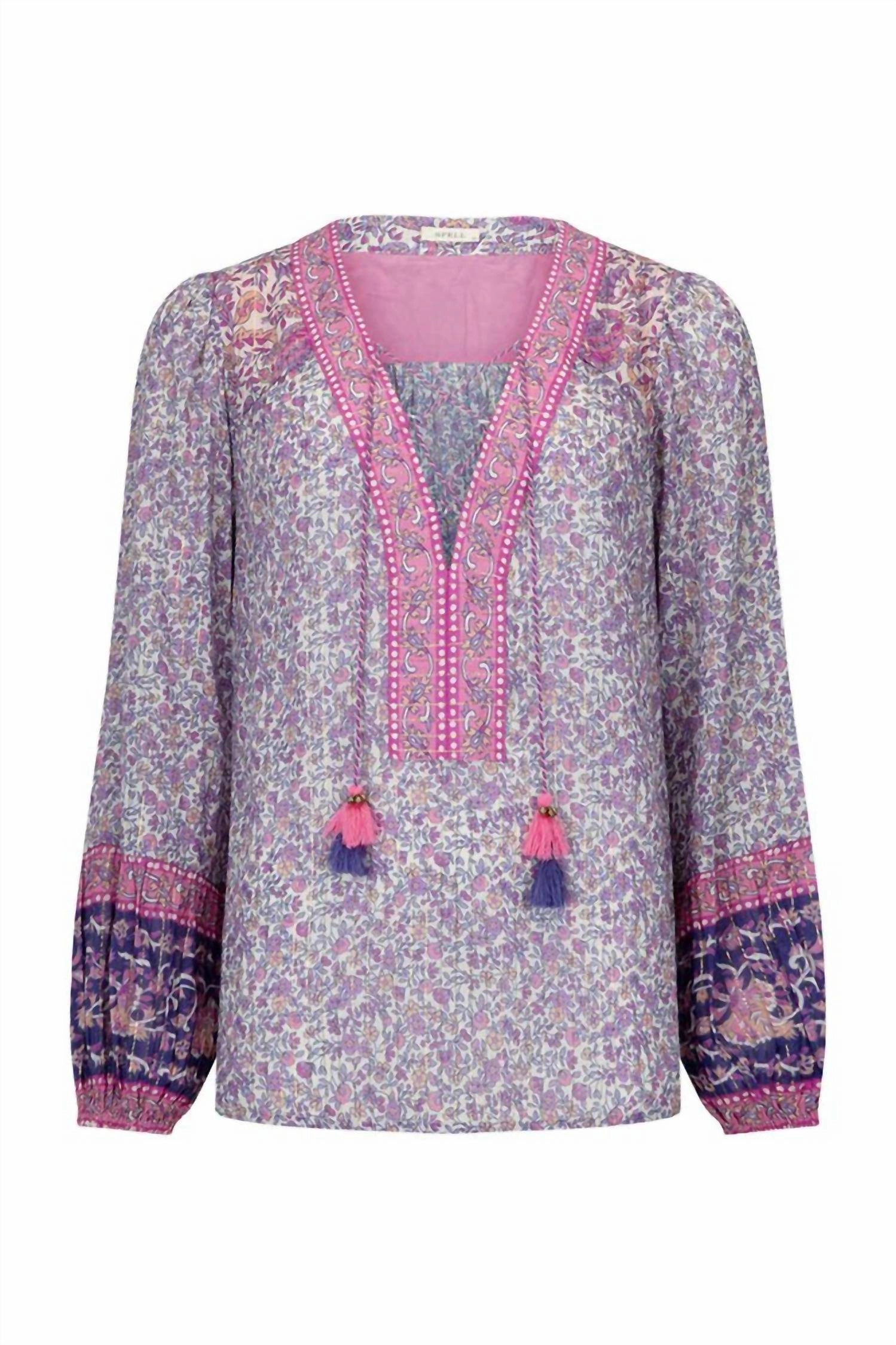 Little Bird Lace Up Blouse In Berry