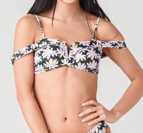 Lola Bikini Top In Print D Small Pink Palm Swim Womens - reversible swimsuits