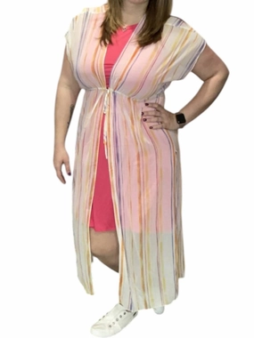 Long Kimono In Multi Color Swim Womens - ruched swimwear outlet