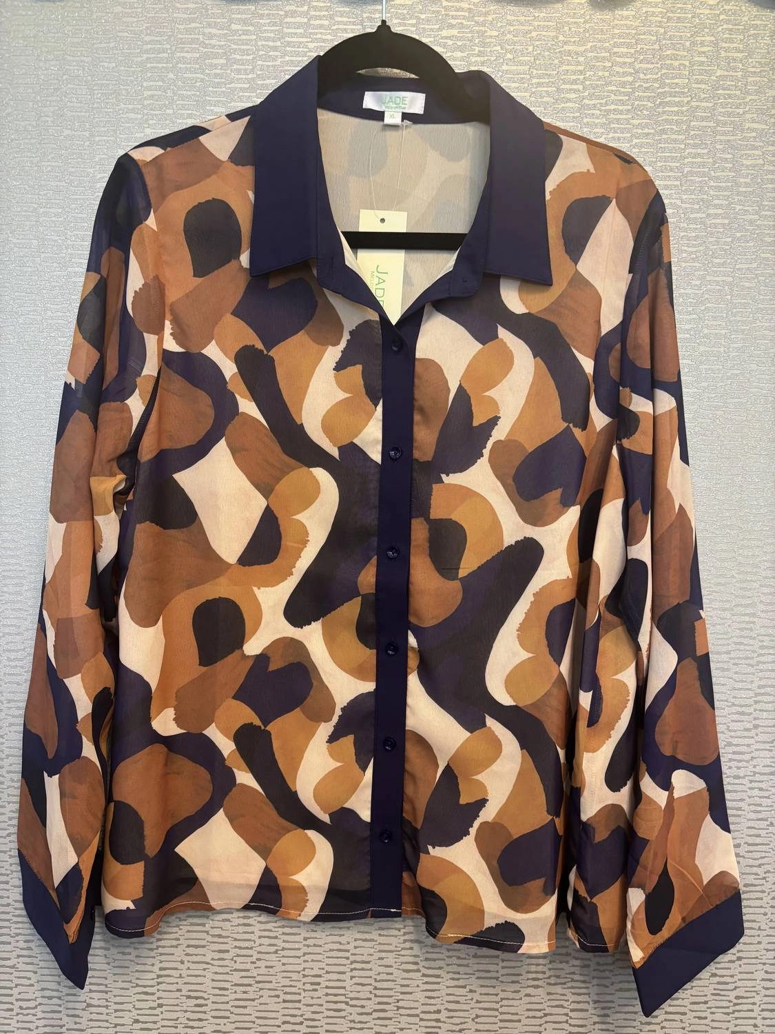 Long Sleeve Blouse In Brown Medley