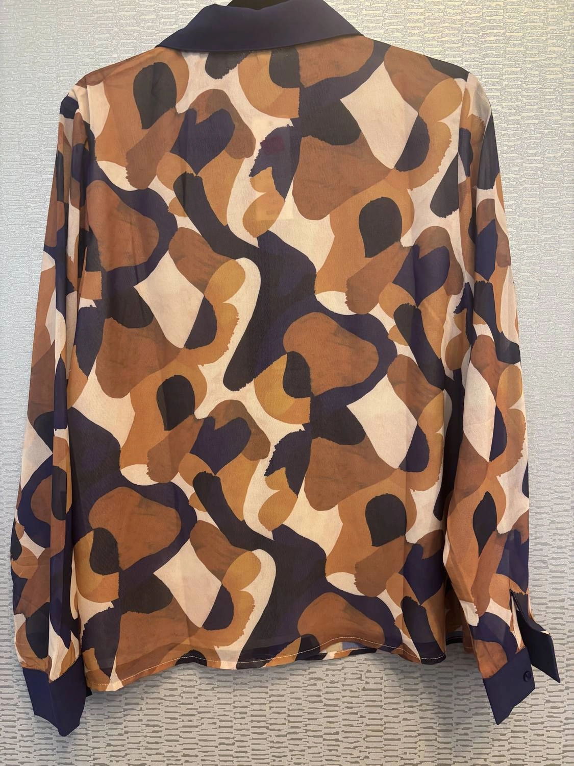 Long Sleeve Blouse In Brown Medley