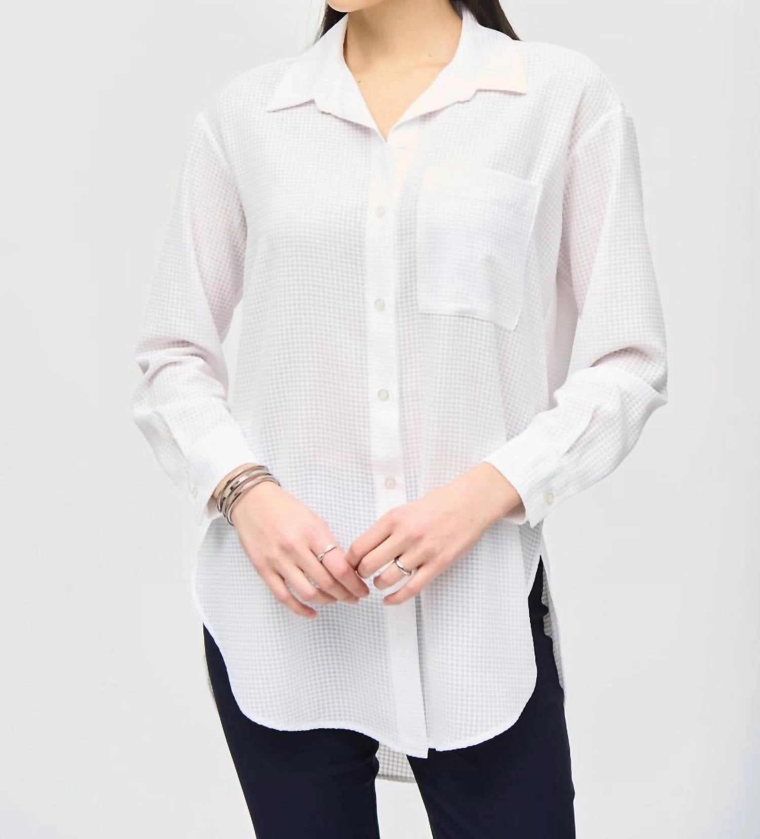 Long Woven High Low Blouse In 1761 - Vanilla