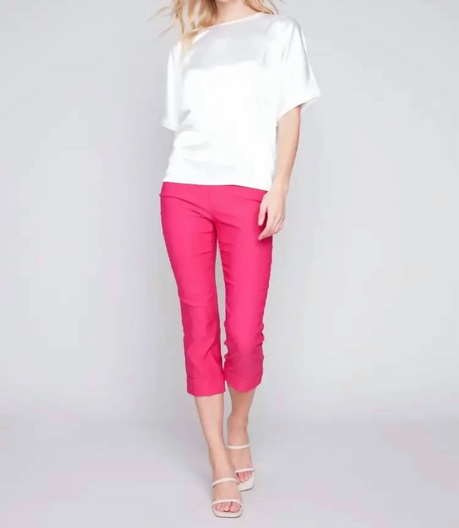 Loose Satin Jersey Combo Top In White