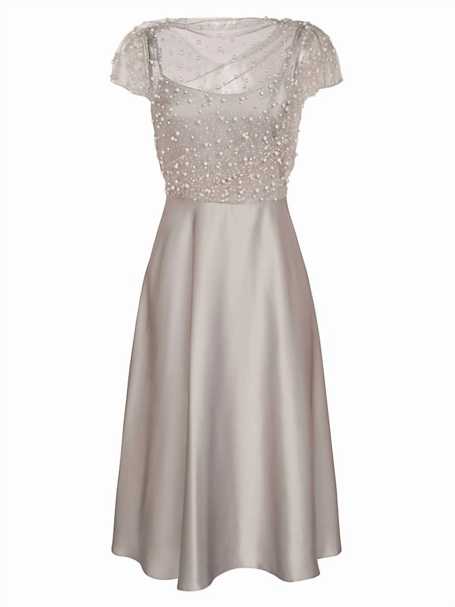 Lori Glimmer Satin Dress In Silver