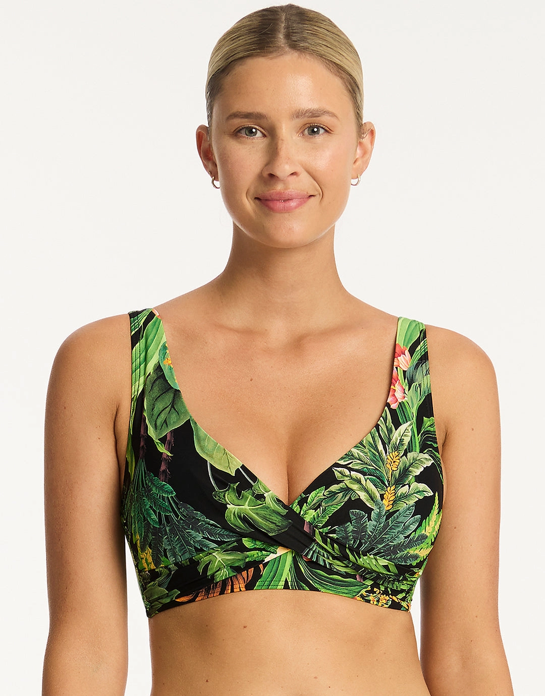 Lotus Cross Front Multi-fit Bikini Top - Black Sea Level - Sea Level swimwear clearance