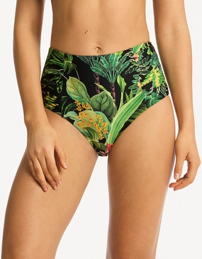 Lotus High Waist Gathered Side Bikini Pant - Black Sea Level - Sea Level swimwear clearance
