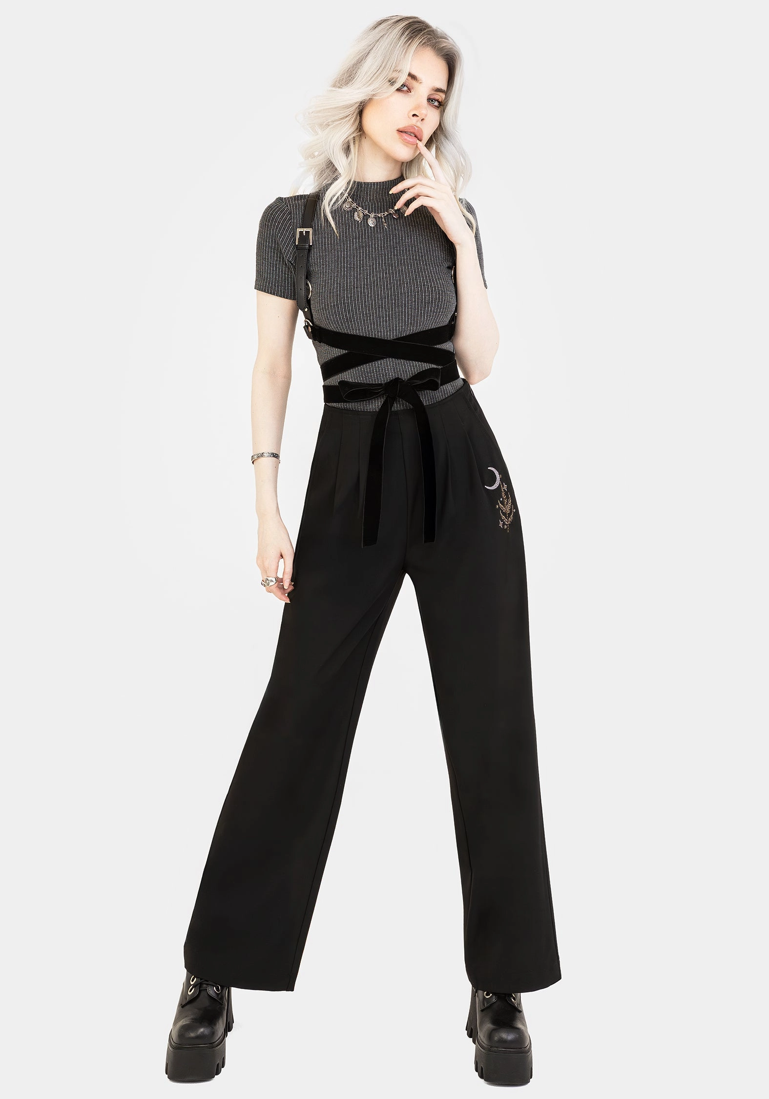 Lucia Firefly Embroidered Pleated Trousers