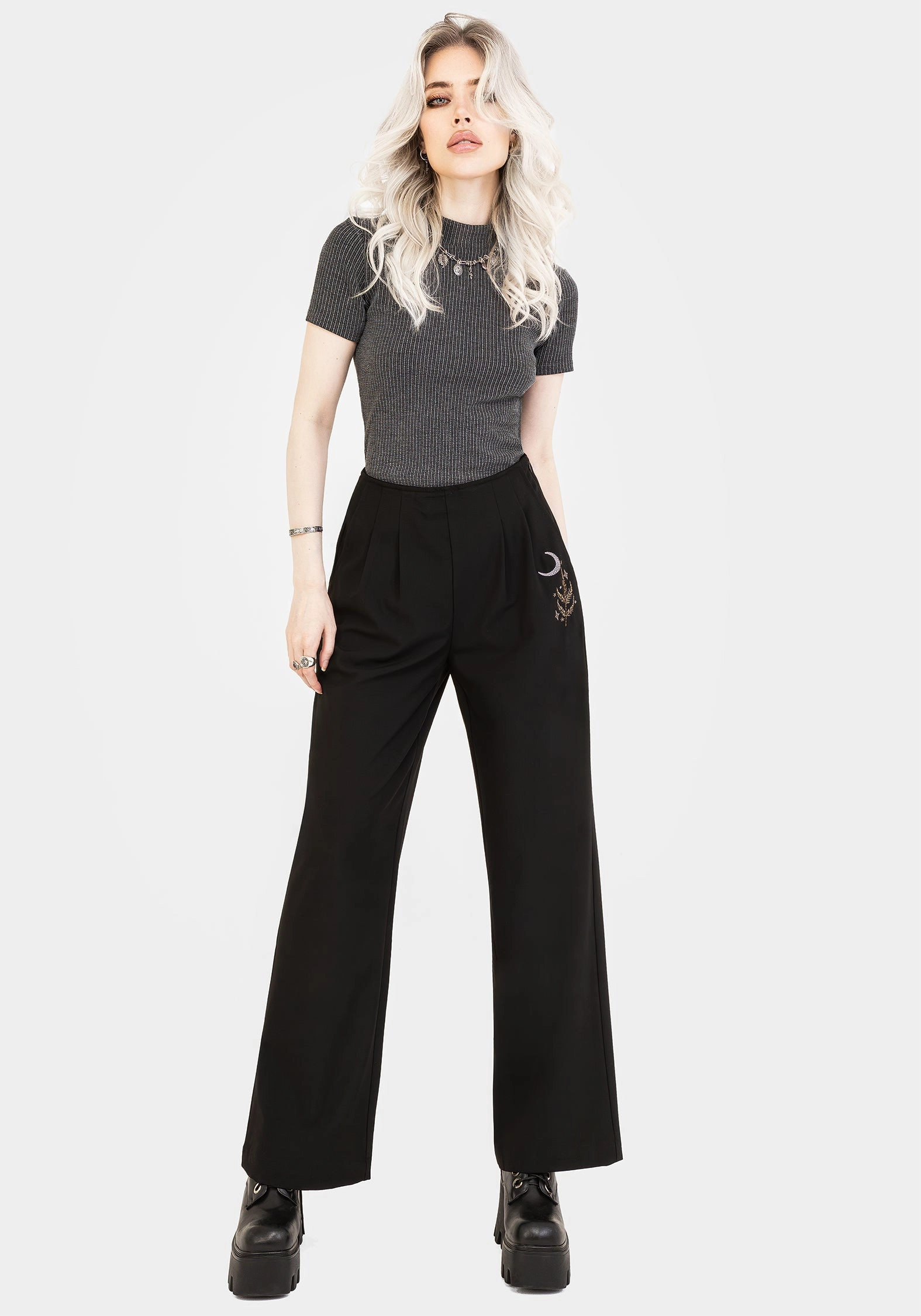 Lucia Firefly Embroidered Pleated Trousers